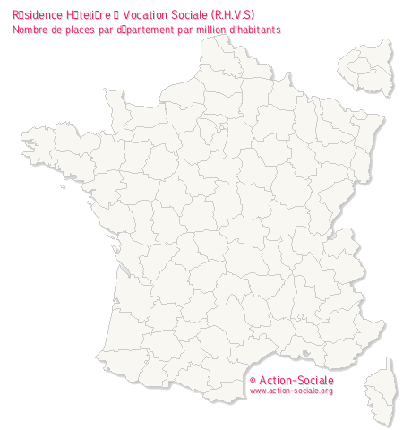 Résidence Hôtelière à Vocation Sociale (R.H.V.S). Nombre de places par département par million d'habitants