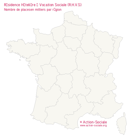 Résidence Hôtelière à Vocation Sociale (R.H.V.S). Nombre de placesen milliers par région